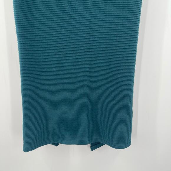 MONROW Skirt Midi Size Small Ribbed Teal Textured Back Slit Stretch NWT Casual - Picture 9 of 11